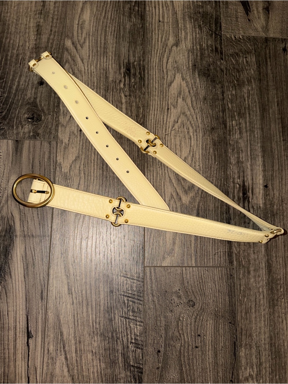 Leather Waist Belt with Gold Hardware